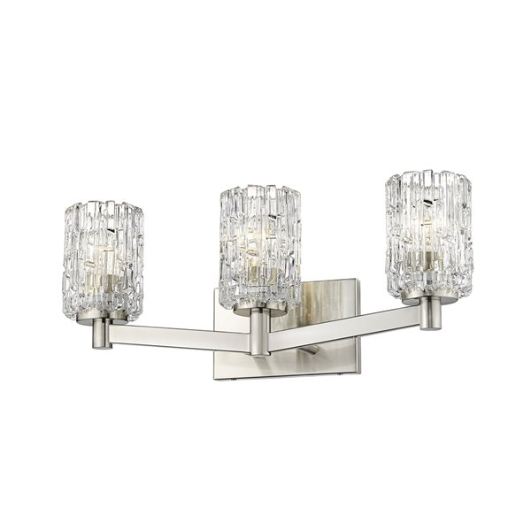 Z-Lite Aubrey 3 Light Vanity and Clear Glass in Brushed Nickel Finish