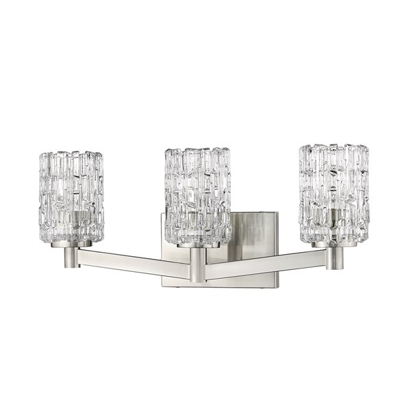 Z-Lite Aubrey 3 Light Vanity and Clear Glass in Brushed Nickel Finish