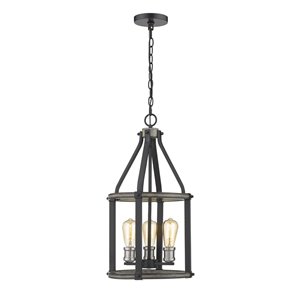 Luminaire suspendu Kirkland de Z-Lite à 3 lumière, bois de grange cendré