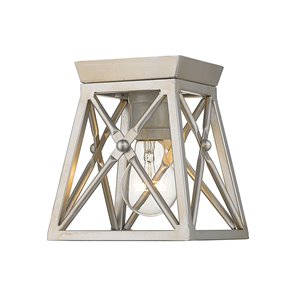 Z-Lite Trestle 1 Light Flush Mount in Pewter Antique Finish - 6-in x 6-in