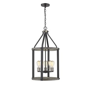 Luminaire suspendu Kirkland de Z-Lite à 5 lumière, bois de grange cendré