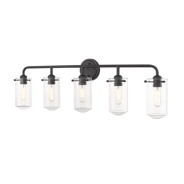 Luminaire de vanité pour salle de bain Delaney de Z-Lite à 5 ampoules, noir mat