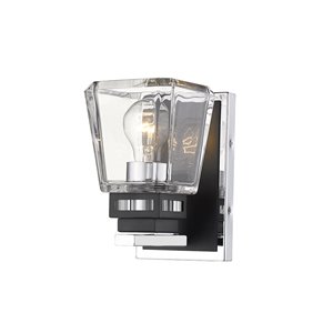 Z-Lite Jackson 1 Light Wall Sconce - Chrome and Matte Black - 6.25-in x 8-in x 4.75-in