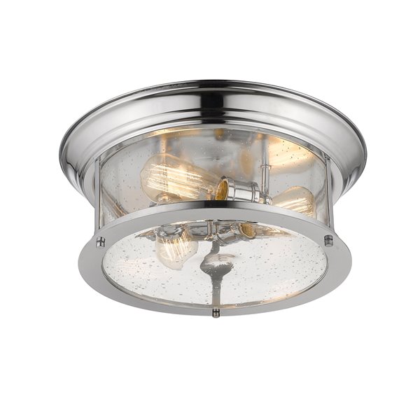 Z-Lite Sonna 3-Light Flush Mount in Chrome Polished - 15.5-in x 15.5-in