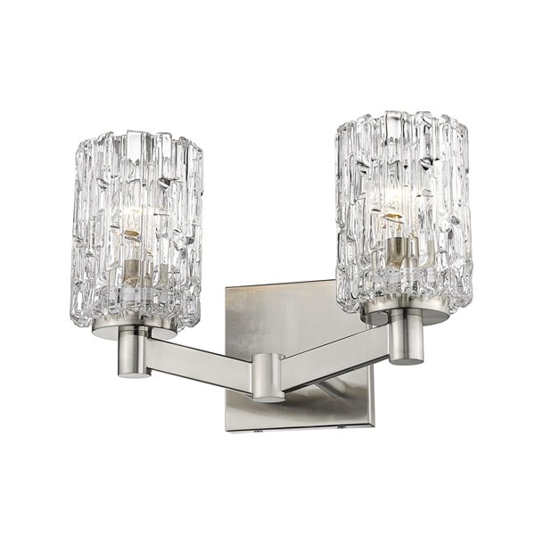 Z-Lite Aubrey 2 Light Vanity and Clear Glass in Brushed Nickel Finish