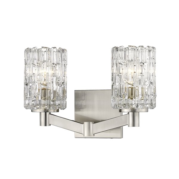 Z-Lite Aubrey 2 Light Vanity and Clear Glass in Brushed Nickel Finish