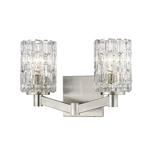 Z-Lite Aubrey 2 Light Vanity and Clear Glass in Brushed Nickel Finish