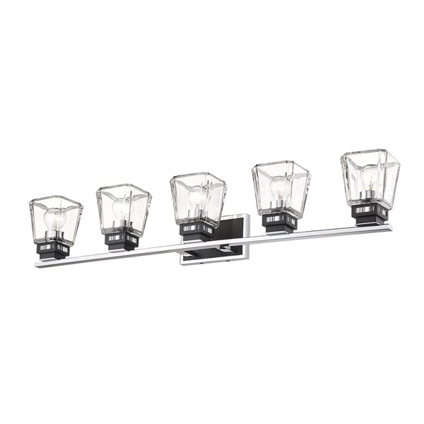Z-Lite Jackson 5 Light Vanity and Clear Glass - Matte Black and Chrome