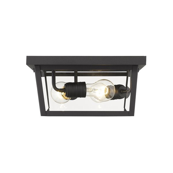 Z-Lite Beacon 3-Light Outdoor Flush Mount Ceiling Light in Black
