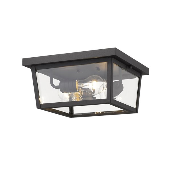 Z-Lite Beacon 3-Light Outdoor Flush Mount Ceiling Light in Black