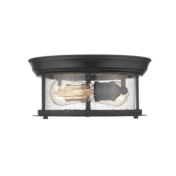 Z-Lite Sonna 2-Light Flush Mount in Black Matte Finish - 11-in x 11-in