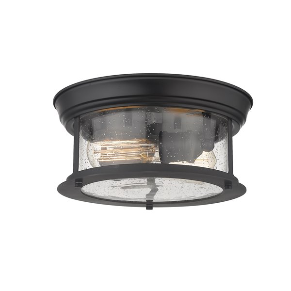 Z-Lite Sonna 2-Light Flush Mount in Black Matte Finish - 11-in x 11-in