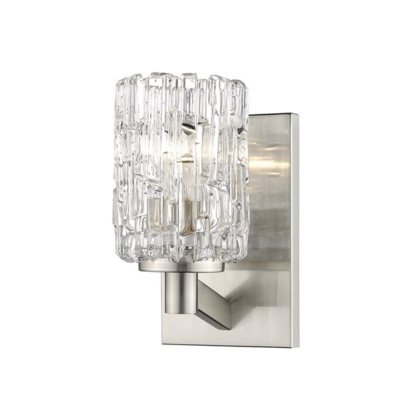 Z-Lite Aubrey 1 Light Wall Sconce - Brushed Nickel - 6.5-in x 9.25-in x 5-in