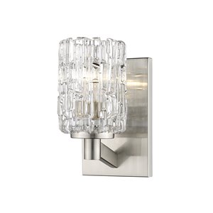 Z-Lite Aubrey 1 Light Wall Sconce - Brushed Nickel - 6.5-in x 9.25-in x 5-in