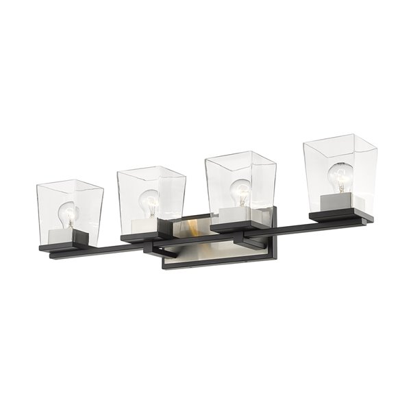 Luminaire de vanité pour salle de bain Bleeker Street de Z-Lite à 4 ampoules, noir mat et nickel brossé