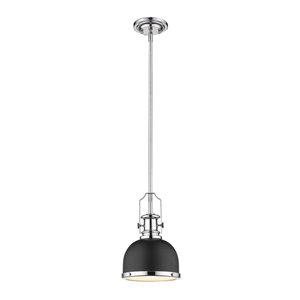 Z-Lite Melange 1-Light Mini Pendant in Matte Black and Chrome