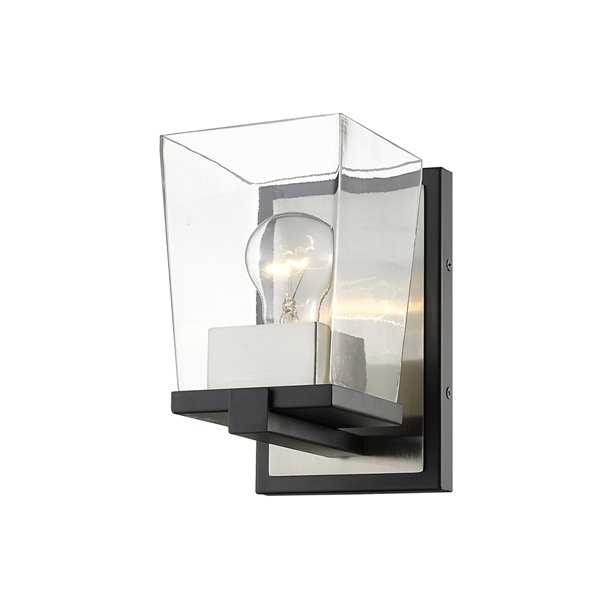 Z-Lite Bleeker Street 1 Light Wall Sconce - Matte Black and Brushed Nickel - 6.5-in x 7.5-in x 5-in