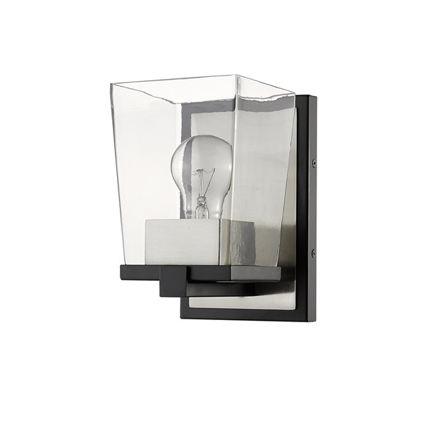 Z-Lite Bleeker Street 1 Light Wall Sconce - Matte Black and Brushed Nickel - 6.5-in x 7.5-in x 5-in