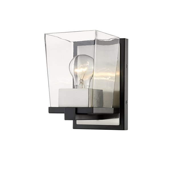 Z-Lite Bleeker Street 1 Light Wall Sconce - Matte Black and Brushed Nickel - 6.5-in x 7.5-in x 5-in