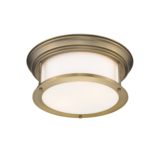 Z-Lite Sonna 2-Light Flush Mount in Antique Brass Finish - 13.5-in x 13.5-in