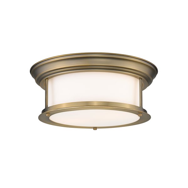 Z-Lite Sonna 2-Light Flush Mount in Antique Brass Finish - 13.5-in x 13.5-in