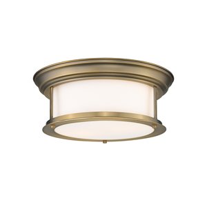 Z-Lite Sonna 2-Light Flush Mount in Antique Brass Finish - 13.5-in x 13.5-in