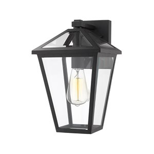 Z-Lite Talbot 1 Light Outdoor Wall Sconce - Black Satin and Clear Glass