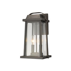 Luminaire mural extérieur Millworks de Z-Lite 2 ampoules, bronze et verre clair