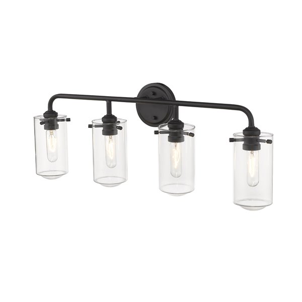 Z-Lite Delaney 4 Light Vanity and Clear Glass in Matte Black Finish