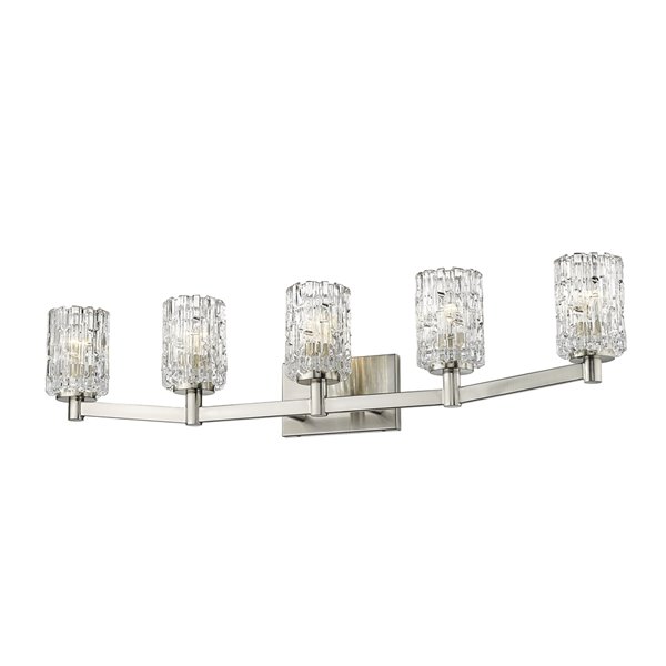 Z-Lite Aubrey 5 Light Vanity and Clear Glass in Brushed Nickel Finish