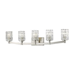 Z-Lite Aubrey 5 Light Vanity and Clear Glass in Brushed Nickel Finish