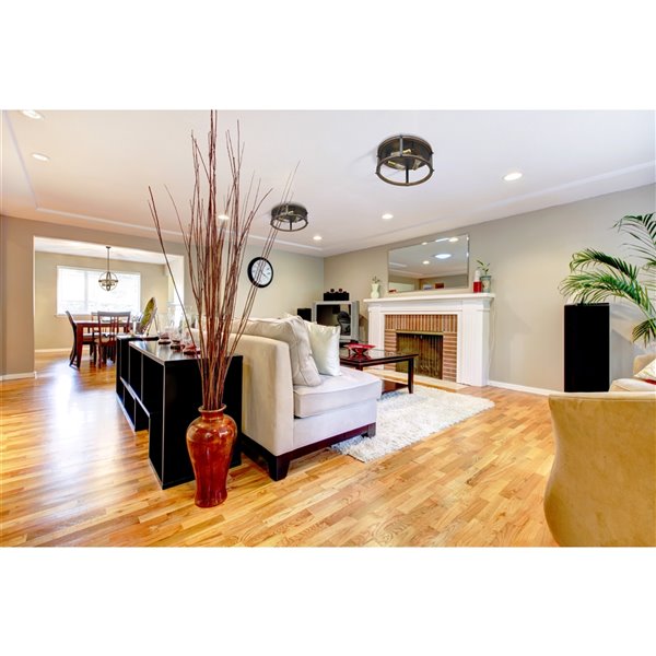 Z-Lite Kirkland 3-Light Flush Mount in Rustic Mahogany - 16.25-in