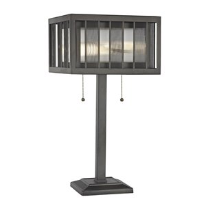 Lampe de table à 2 ampoules Meridional de Z-Lite, verre bronze et acier, 23 po