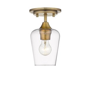 Z-Lite Joliet 1 Light Flush Mount in Antique Brass Finish - 5.5-in x 5.5-in