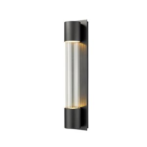 Luminaire mural extérieur Striate de Z-Lite 2 ampoules DEL, noir satiné