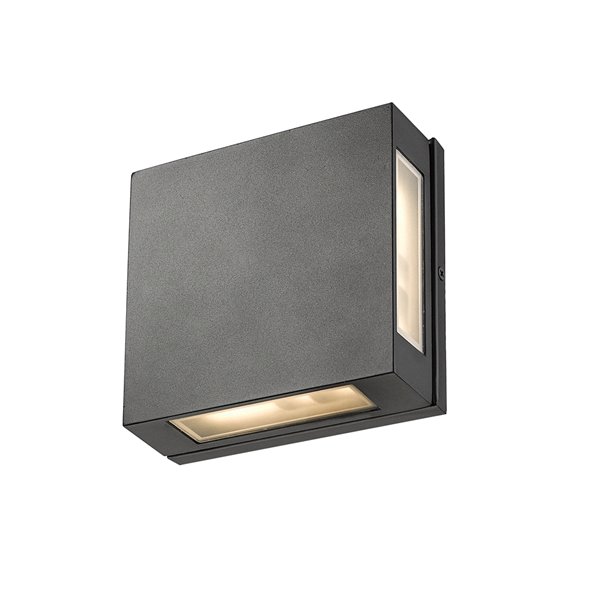 Luminaire mural extérieur Quadrate de Z-Lite 2 ampoules DEL, noir satiné