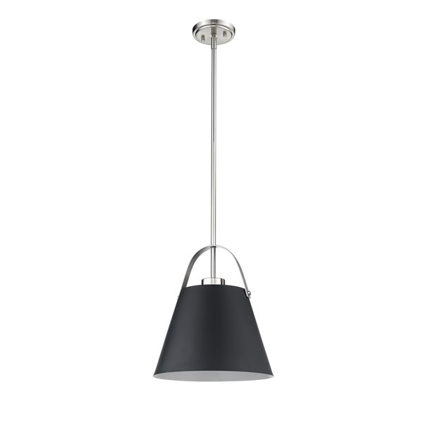 Luminaire suspendu à 1 ampoule Troubadour de Z-Lite, noir mat et nickel brossé