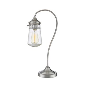 Lampe de table à 1 ampoule Celeste de Z-Lite, nickel brossé et gouttes claires, 20,5 po