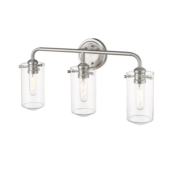 Z-Lite Delaney 3 Light Vanity and Clear Glass in Brushed Nickel Finish