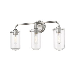 Z-Lite Delaney 3 Light Vanity and Clear Glass in Brushed Nickel Finish