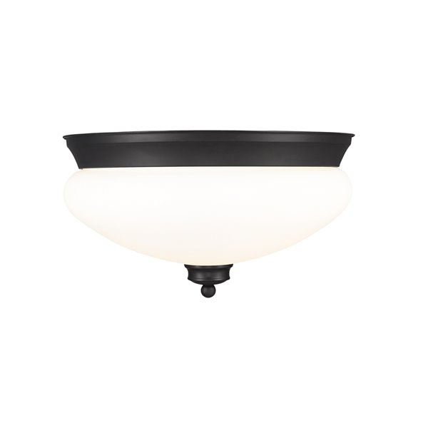 Z-Lite Amon 2-Light Flush Mount in Black Matte Finish - 13-in x 13-in