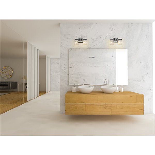 Luminaire de vanité pour salle de bain Bleeker Street de Z-Lite à 2 ampoules, noir mat et nickel brossé