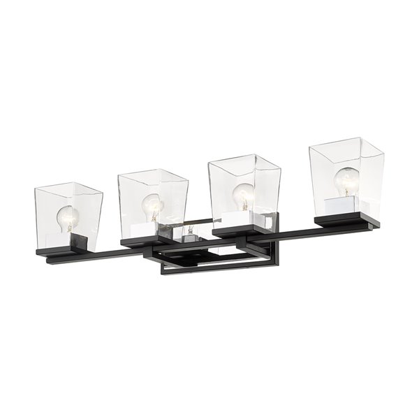 Luminaire de vanité pour salle de bain Bleeker Street de Z-Lite à 4 ampoules, noir mat et chrome