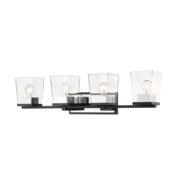 Luminaire de vanité pour salle de bain Bleeker Street de Z-Lite à 4 ampoules, noir mat et chrome