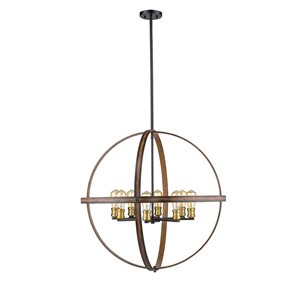 Luminaire suspendu Kirkland de Z-Lite, 8 lumières, acajou rustique