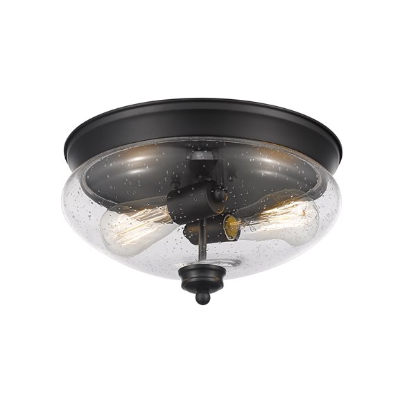 Z-Lite Amon 2-Light Flush Mount in Black Matte Finish - 13-in x 13-in