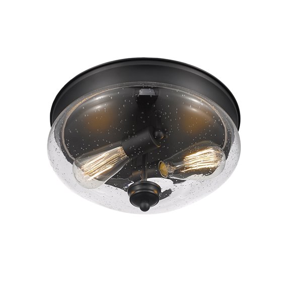 Z-Lite Amon 2-Light Flush Mount in Black Matte Finish - 13-in x 13-in