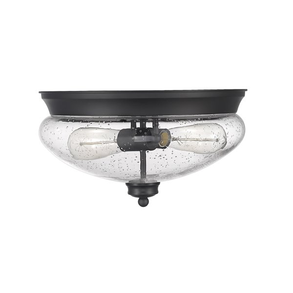 Z-Lite Amon 2-Light Flush Mount in Black Matte Finish - 13-in x 13-in