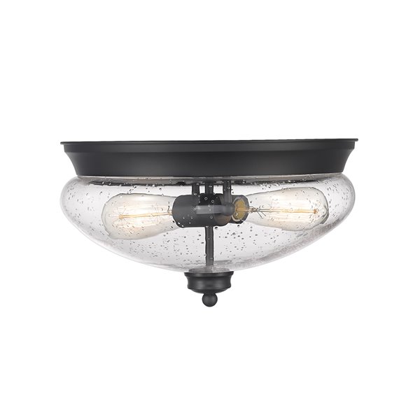 Z-Lite Amon 2-Light Flush Mount in Black Matte Finish - 13-in x 13-in