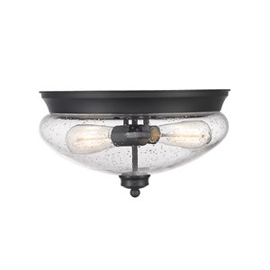 Z-Lite Amon 2-Light Flush Mount in Black Matte Finish - 13-in x 13-in